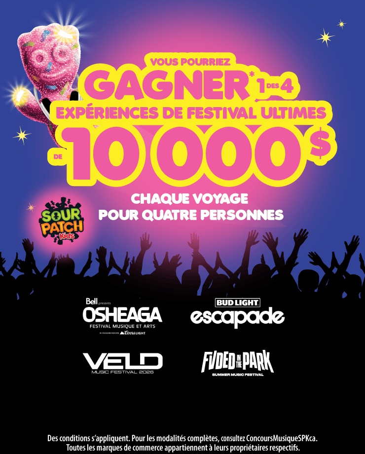 Mondelez - Vous pourriez gagner 1 des 4 expériences de festival ultimes de 10 000 $. Chaque voyage pour quatre personnes. 