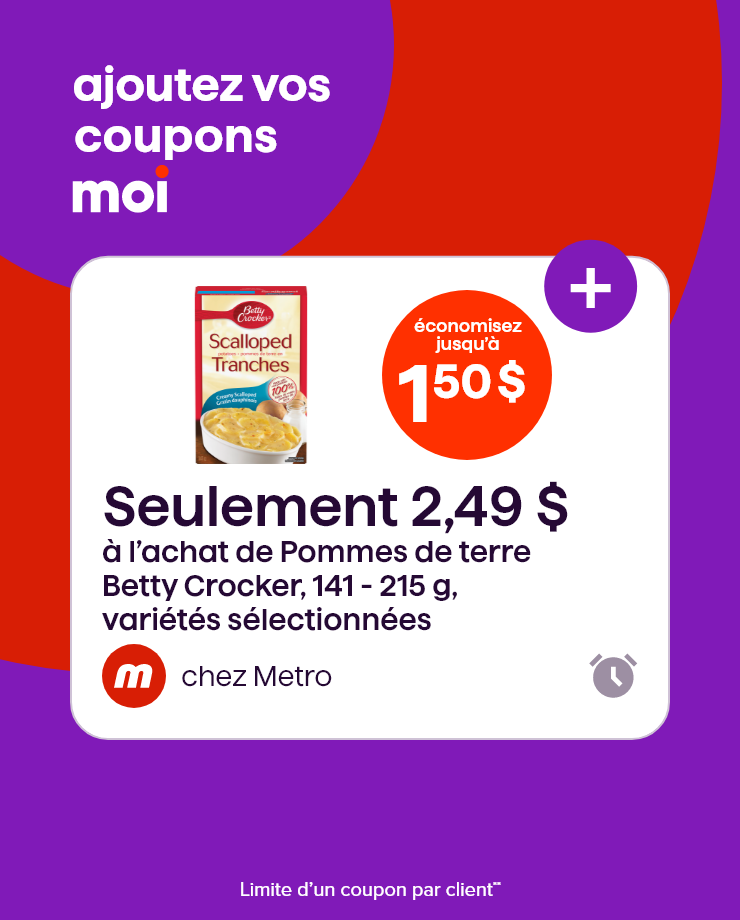 Ajoutez vos coupons Moi.