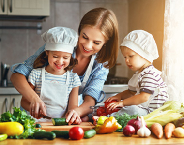 Cooking with your family at home