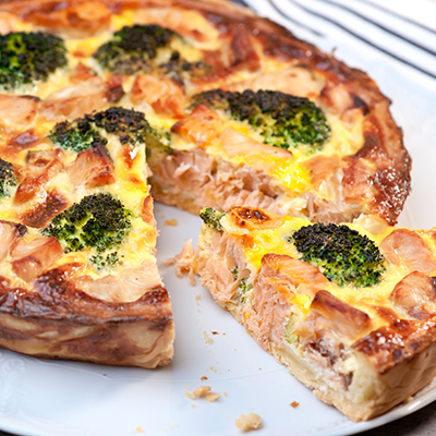 Quiche au saumon et au brocoli