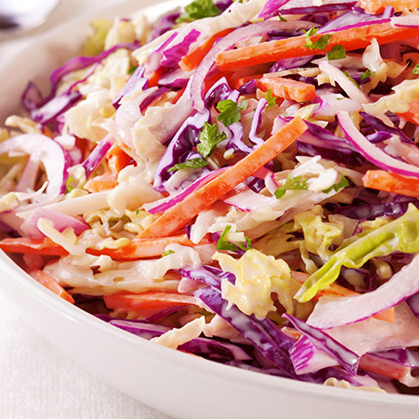 Tricolour Cabbage and Chicken Slaw