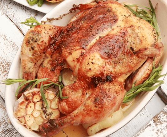 Poulet rôti au citron, ail et estragon