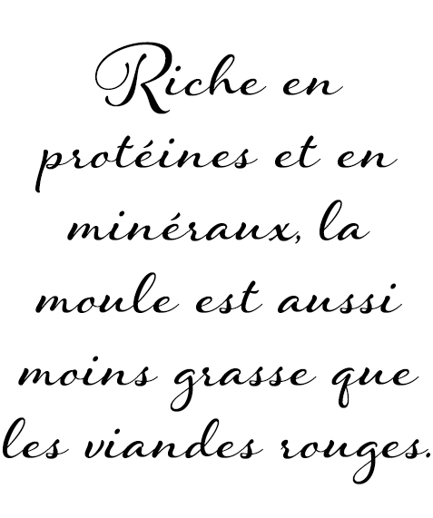 Riche en protéines et en minéraux, la moule est aussi moins grasse que les viandes rouges.