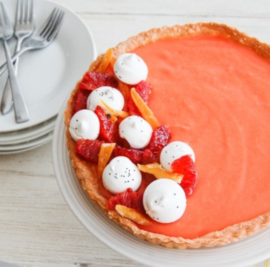 Tarte aux oranges sanguines et à la vanille