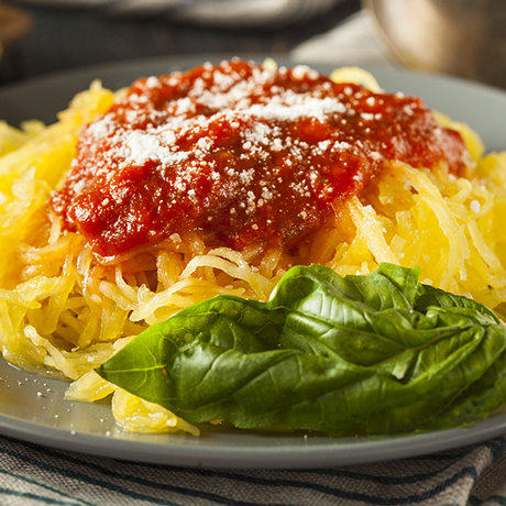 Courge spaghetti, sauce arrabiata