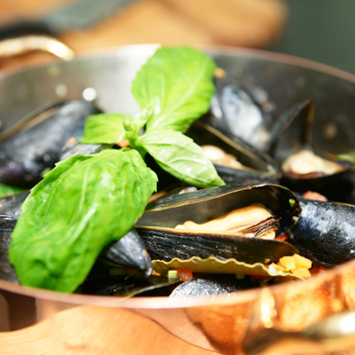 Moules au gingembre et au basilic