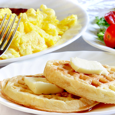 Œuf et gaufre à l'érable