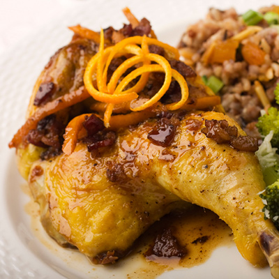 Poulet de Cornouailles à l'érable et aux canneberges