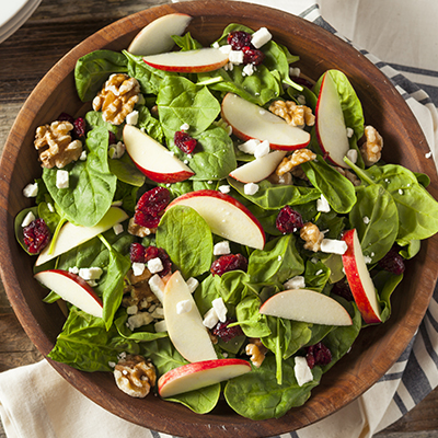 Salade d'épinards, vinaigrette à l'érable