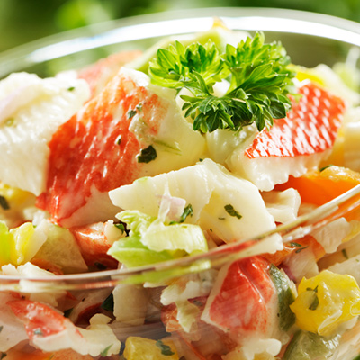 Salade de goberge à saveur de crabe et mini maïs