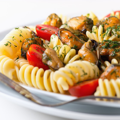 Mussel Rotini Salad and Vegetable Julienne with  Fine Herbs