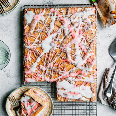 Almond Sheet Cake with Jackson Pollock-style Drizzle