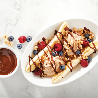 Banana Split fouetté aux amandes