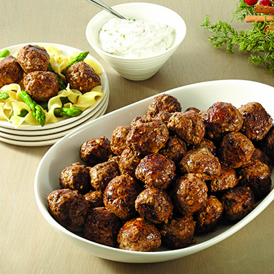 Boulettes de boeuf, sauce à la ciboulette