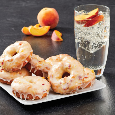 Sugar Glazed Peach Cake Donuts