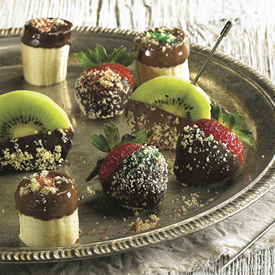 Chocolate, festive cookie and fruit candies