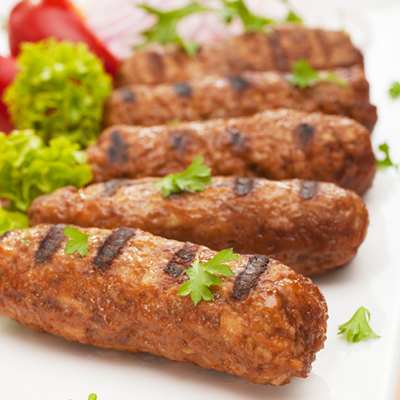 European Sausage Brochettes, Spicy Sauce