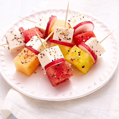 Brochettes à la feta et au melon