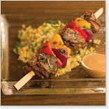 Beef and Vegetable Kebabs with Creamy Horseradish Sauce