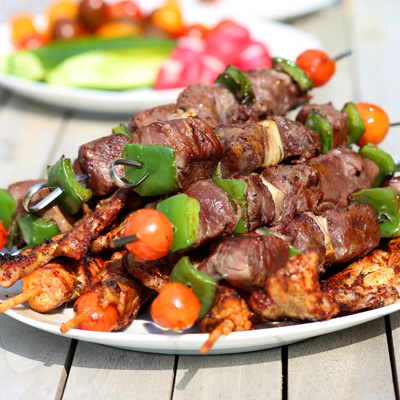 Brochettes de bœuf, sauce barbecue