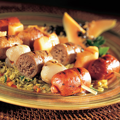 Three-Flavour Sausage Brochettes