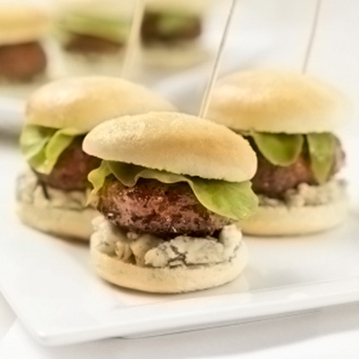 Mini Horse Meat Burgers with Mushrooms and Presqu’île Cheese