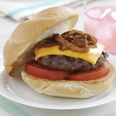 Burgers aux oignons caramélisés