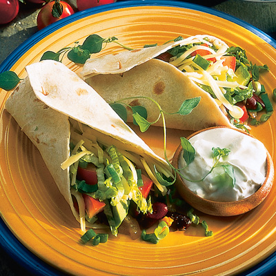 Burritos aux haricots verts et rouges sautés