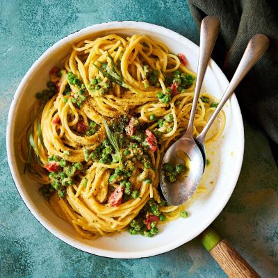 Pâtes style carbonara au saumon fumé