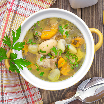 Casserole de gourganes aux légumes racines