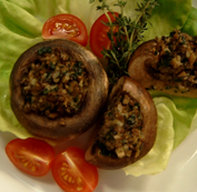 Mushrooms stuffed with liver pâté