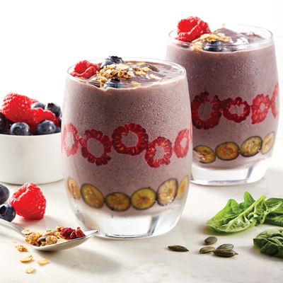 Smoothie choco-noix et petits fruits