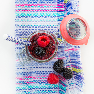 Chia, raspberries and blackberries jam (without cooking)