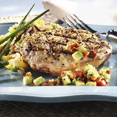 Spice-crusted Pork Chops with Avocado Tartare