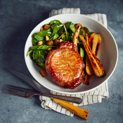 Côtelettes de porc aux pommes et à l’érable