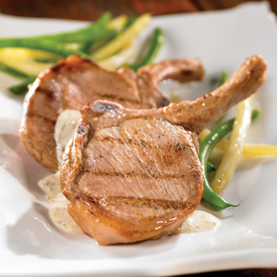 Grilled Yogurt-and-scape-marinated Pork Chops