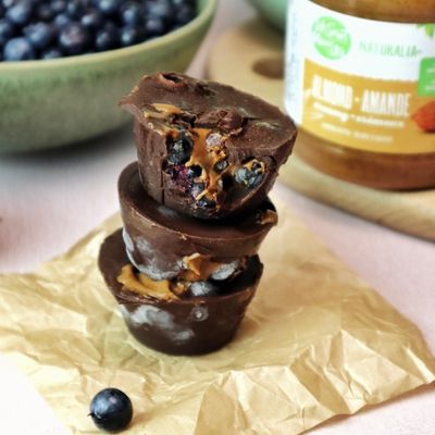 Blueberry and almond butter chocolate cups