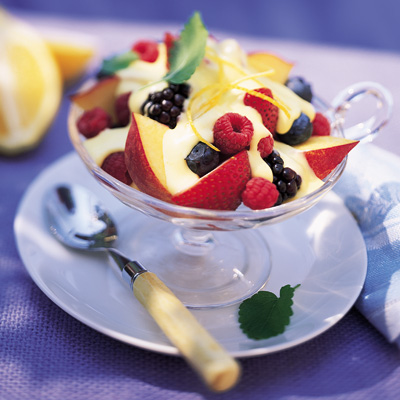 Tart and Tangy Lemon Cream with Mixed Fruit