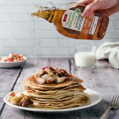 Maple Protein Pancakes with Caramelized Apples