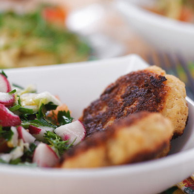 Croquettes de poulet, sauce moutarde