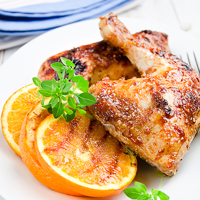 Cuisses de poulet à l'orange et au miel