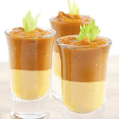 Layered Turnip and Carrot Soups