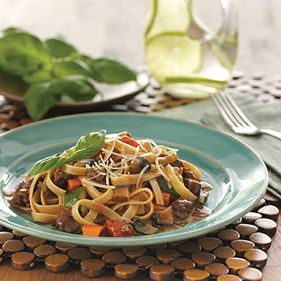 Fettuccine au bœuf et aux légumes