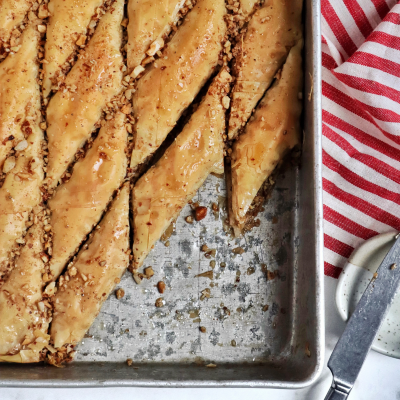 Salted walnut and maple puff pastry in the style of baklava