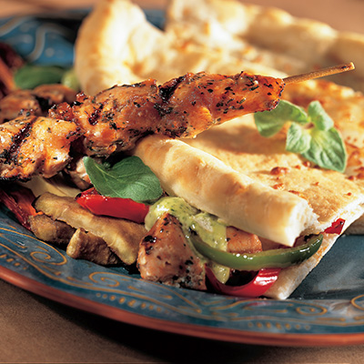 Focaccia de poulet et légumes grillés