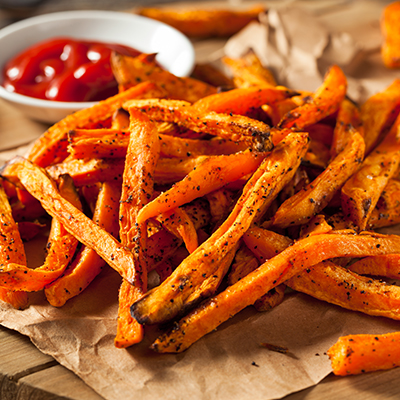 Frites de patates douces cuites au four