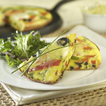 Frittata au saumon fumé, poireaux et poivrons