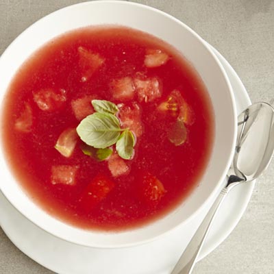 Gaspacho au melon d’eau et aux tomates