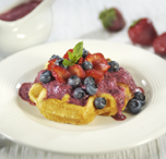 Gaufre dessert et son coulis de fruits