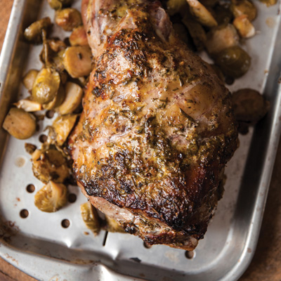 Gigot d’agneau aux deux moutardes